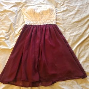 Strapless lace detail dress